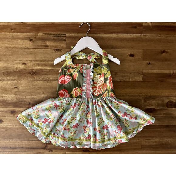 Matilda Jane Vintage Serendipity Blue Brown Floral Bowie Roundabout Halter Top 6 - Picture 2 of 10